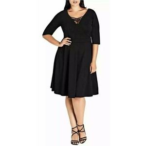 City Chic Trendy Womans Plus Sz 22W Dress Black